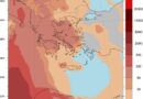 Πρόγνωση μεταφοράς συγκεντρώσεων σκόνης πάνω από την Ελλάδα από το μοντέλο DUST/METEO για την Παρασκευή 08 Μαΐου 2026, ώρα 18:00.