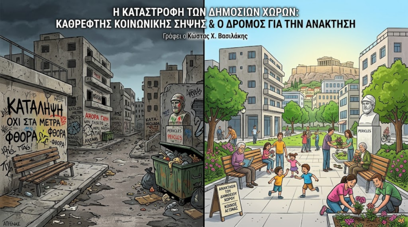 Η Καταστροφή των Δημόσιων Χώρων ως Καθρέφτης της Κοινωνικής Σήψης: Μια Αποκαλυπτική Σύγκριση και ο Δρόμος για την Ανάκτηση των Κοινών Γράφει ο Κώστας Χ. Βασιλάκης