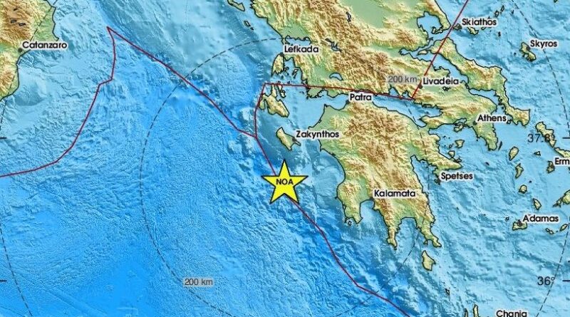 Σεισμός 3,6 Ρίχτερ νότια της Ζακύνθου
